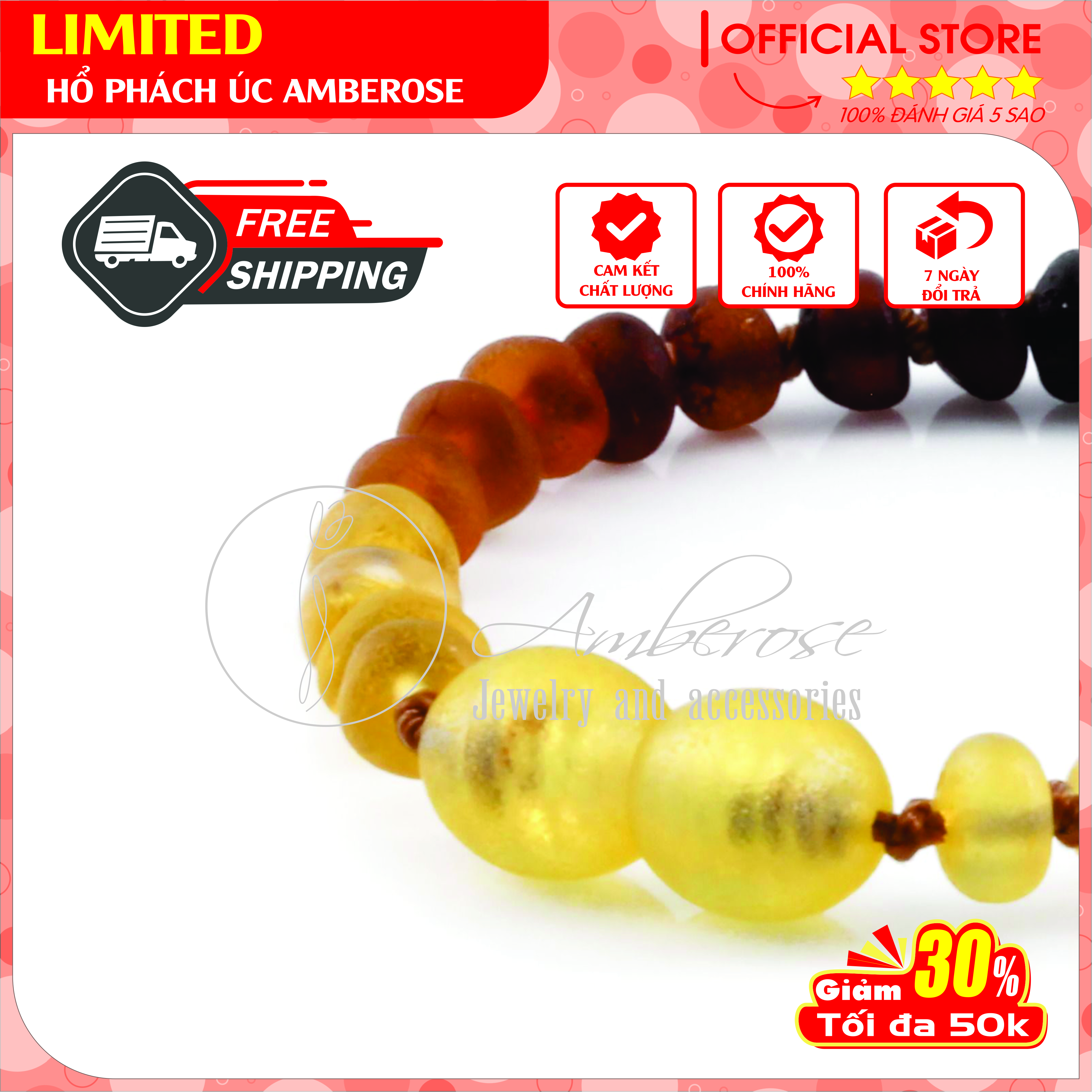 Bộ Vòng Hổ Phách Amber Úc Cho Bé 0 - 10 tuổi SABCV