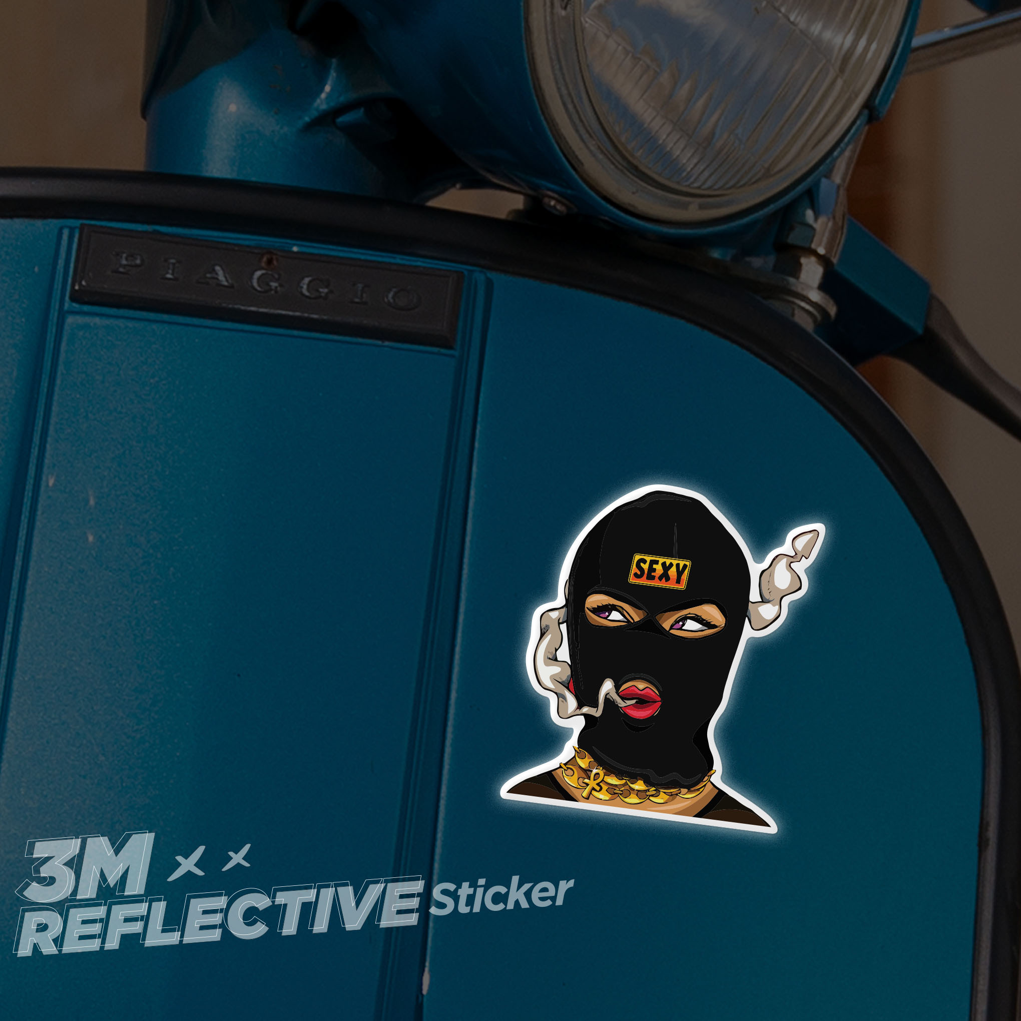 SEXY MASK GIRL 3M - Reflective Sticker Die-cut Hình dán phản quang thương hiệu STICKER FACTORY