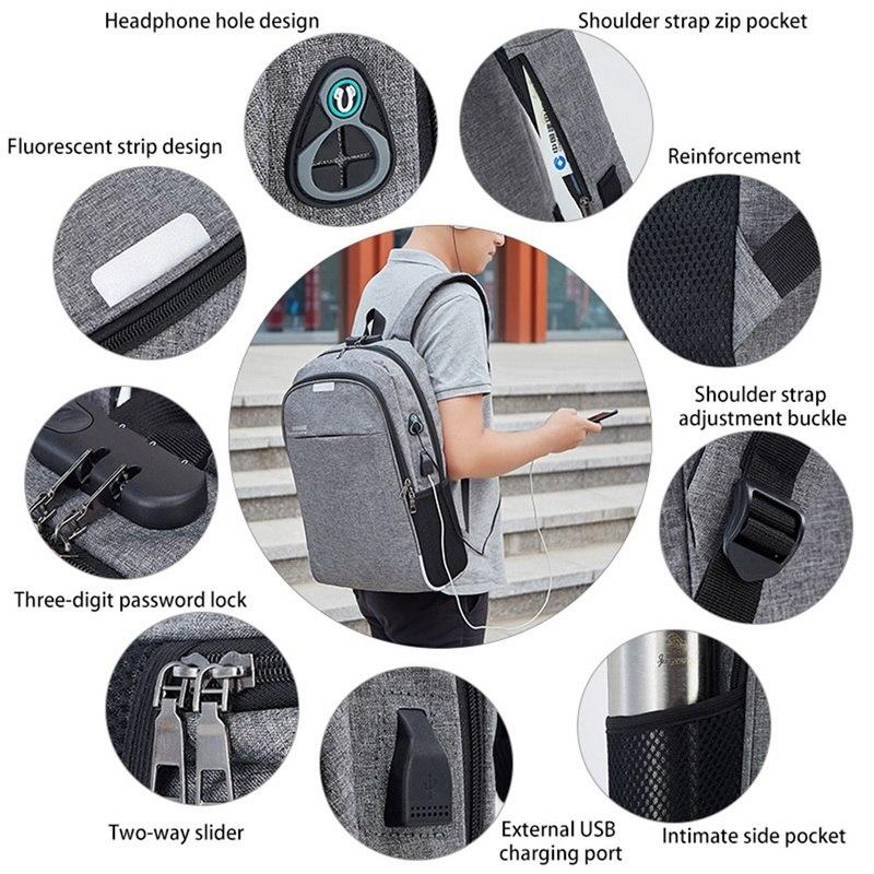 Shellnail Chống Nước Laptop Ba Lô Du Lịch Đa Năng Chống Trộm Dành Cho Nam Giới Tính Ba Lô USB Để Sạc Cho Macbook iPad
