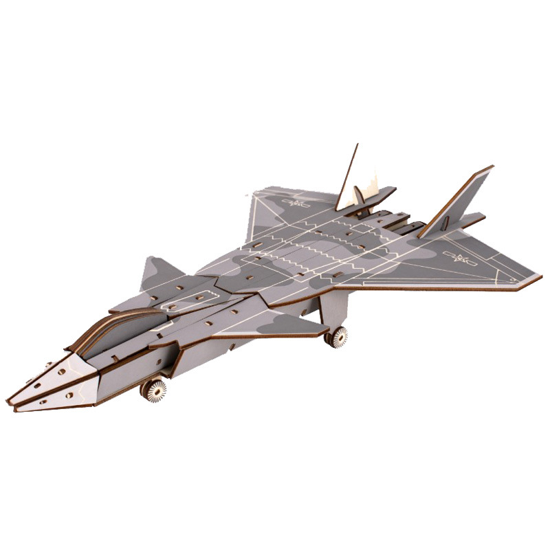 Đồ chơi lắp ghép gỗ 3D Mô hình Máy bay chiến đấu J-20 Laser HC04