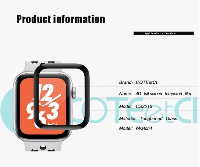 Miếng dán Cường lực Apple Watch Coteetci 4D dành cho Apple Watch (hàng chính hãng)
