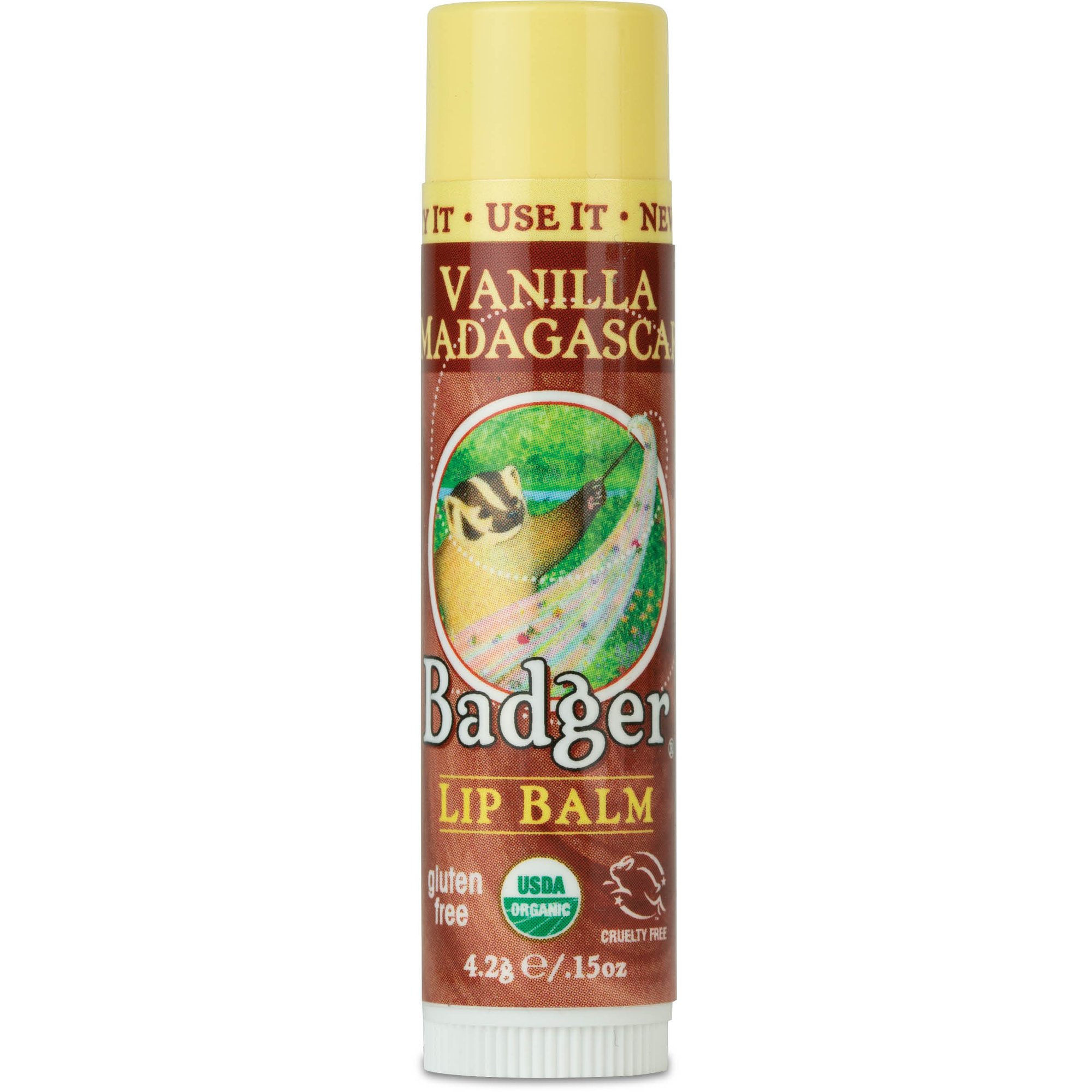 Son dưỡng môi hữu cơ Badger Vanilla Madagascar Lip Balm USDA Organic - 4.2g