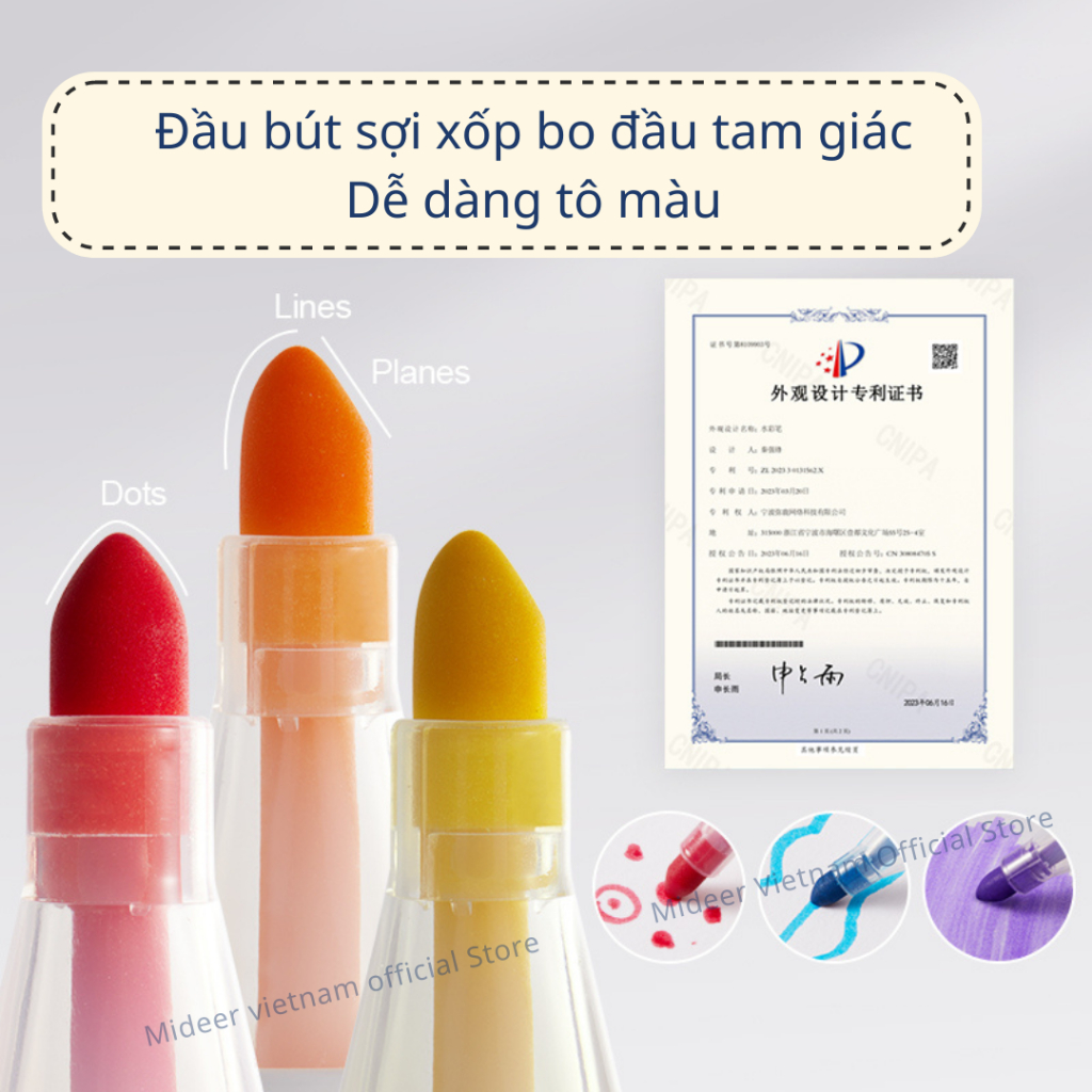 Màu dạ màu nước xóa được an toàn cho bé Let's Paint Washable Marker Mideer - bộ bút highlight đồ dùng học tập cho bé