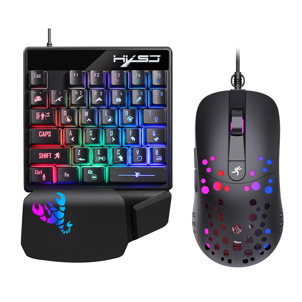 HXSJ Wired Keyboard and Mouse Combo V400 35 Keys Single-hand Gaming Keyboard+A904 RGB Gaming Mouse Set for PC Laptop