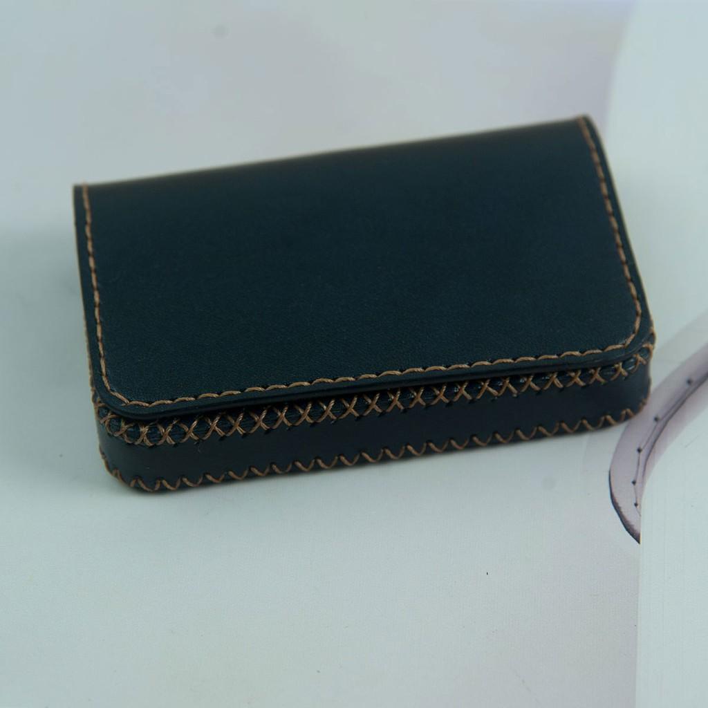 Bóp đựng thẻ nữ - màu xanh navy - da bò xịn - handmade DT218