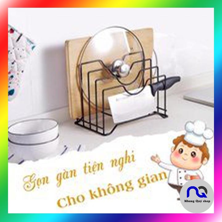 Giá để nắp nồi, kệ gác dao thớt 4 ngăn đa năng cho nhà bếp thêm gọn gàng