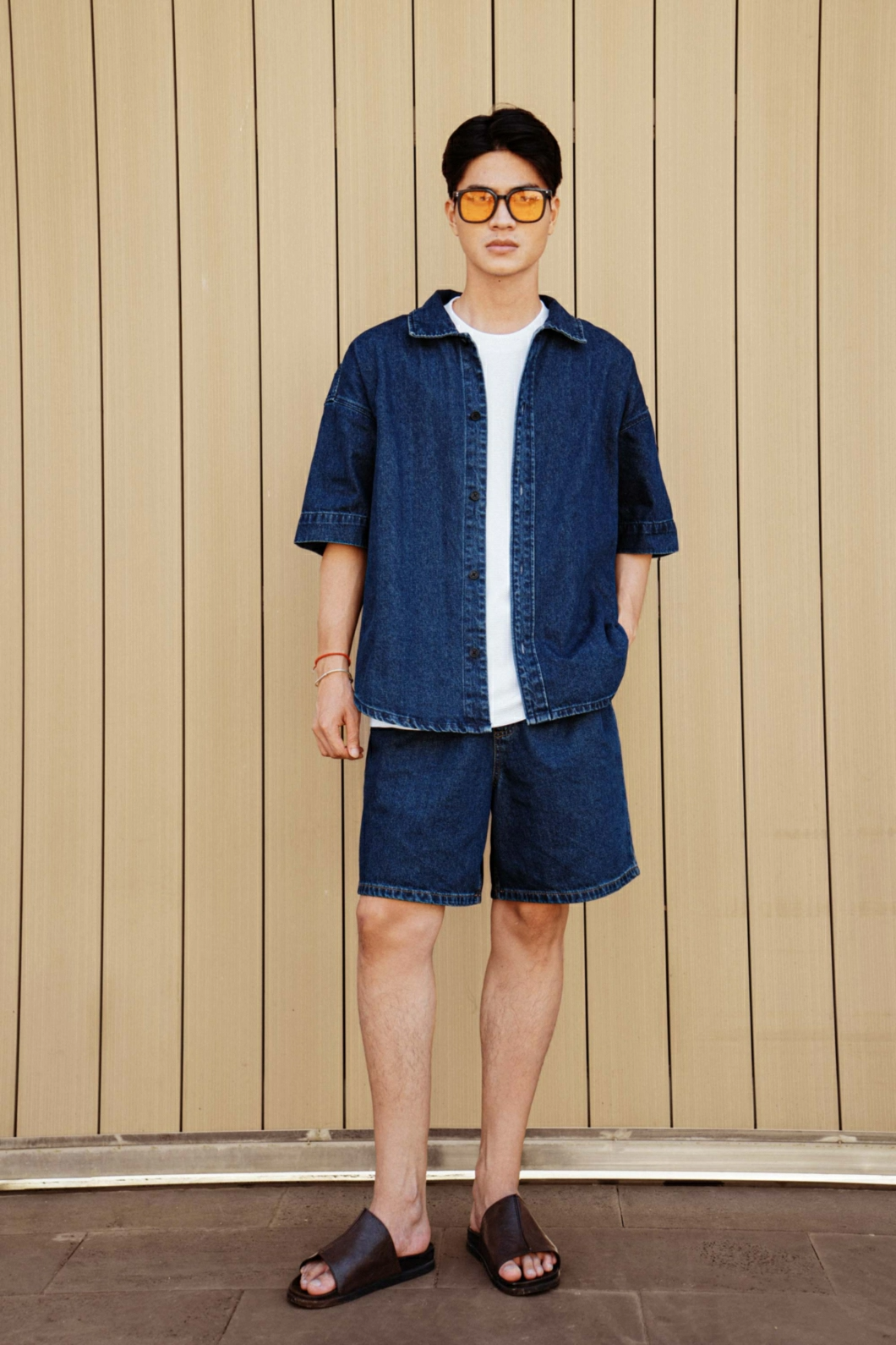 Áo Sơ Mi Jean Unisex ROUTINE 100% Cotton Trơn Form Loose - 10S24DSHU001R1 | LASTORE MENSWEAR