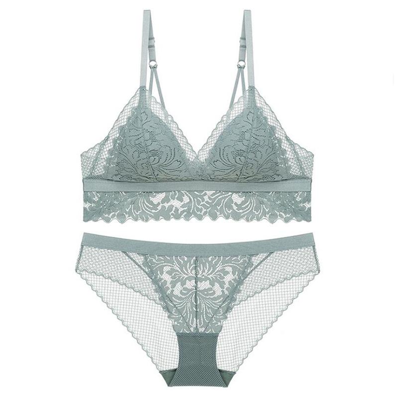 Áo Ngực & Ngắn Gọn Bộ Ren Cotton Mỏng Lót Cup Ngực Tam Giác Không Dây Áo Ngực Và Quần Lót Bộ Quần Lót Ngực Nhỏ Nữ quần Lót Ren