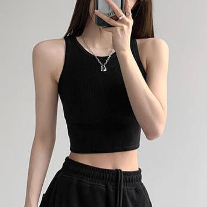 Áo Croptop Ôm Không Tay Dây Chéo GenY Áo 2 Dây Nữ Dạng Bra Có Mút Siêu Xinh (NGỰC DƯỚI 85CM