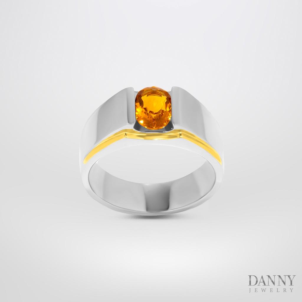 Nhẫn Nam Danny Jewelry Bạc 925 Đá Citrine/Zircon Viền Vàng Xi Rhodium HNN002