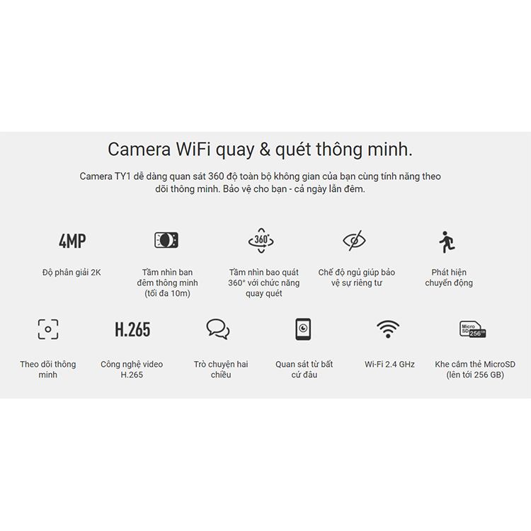 Camera IP Wifi EZVIZ TY1 4MP 1080P - Hàng Chính Hãng
