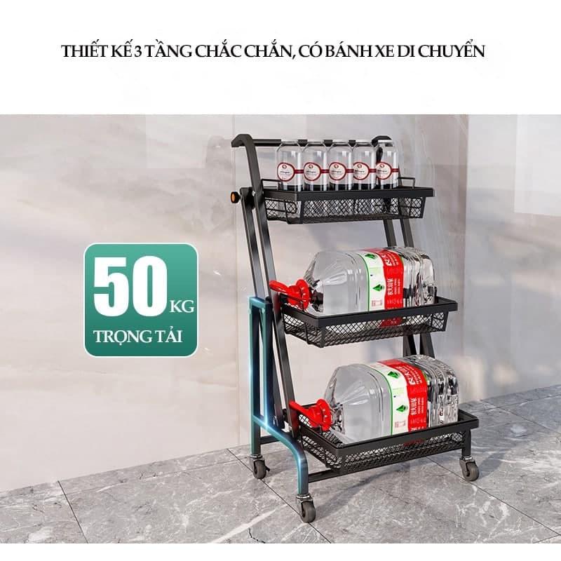 Kệ để đồ 3 tầng , kệ để đồ nhà bếp đa năng điều chỉnh xoay 180 độ, chắc chắn làm bằng thép sơn tĩnh điện