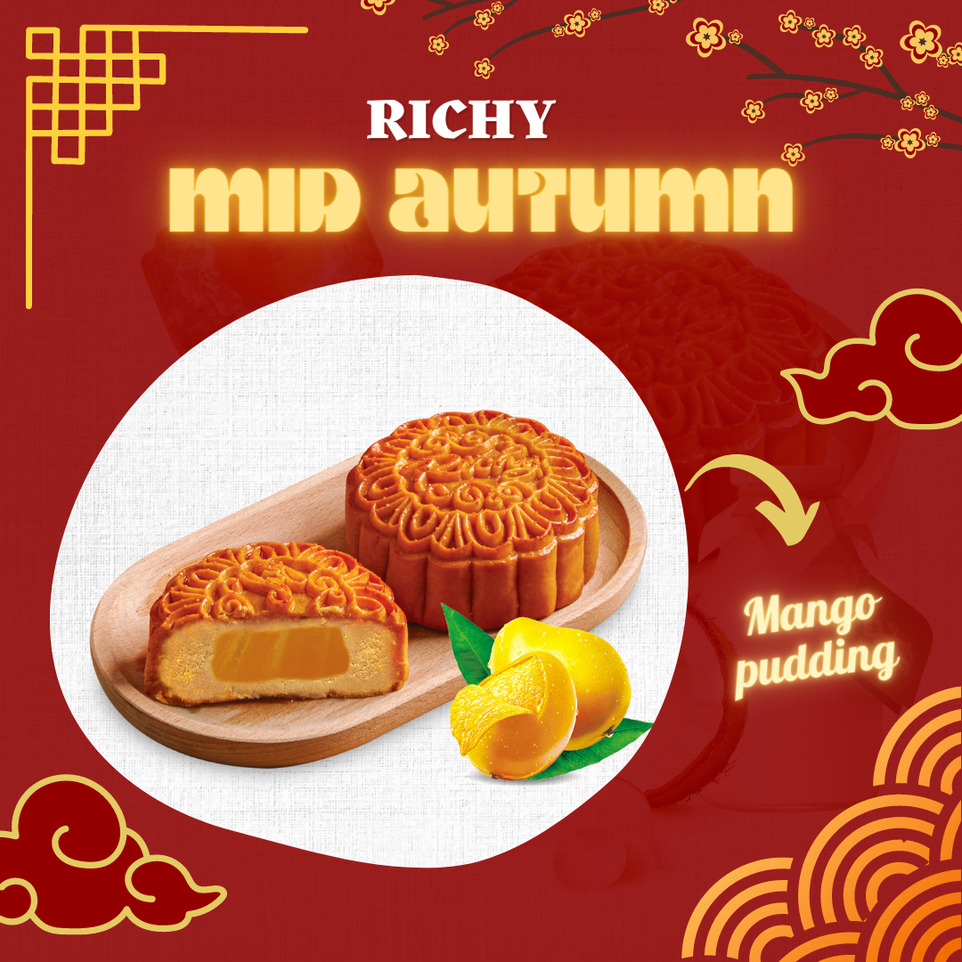 Bánh Trung Thu Richy - bánh nướng Mango Pudding 0 trứng 150g