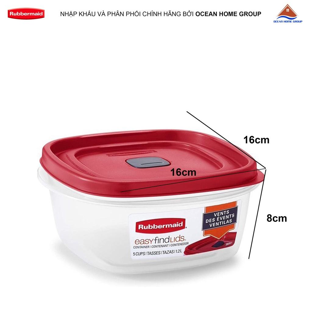 Hộp nhựa đựng thực phẩm nắp đỏ có vent Rubbermaid USA size 1.2L