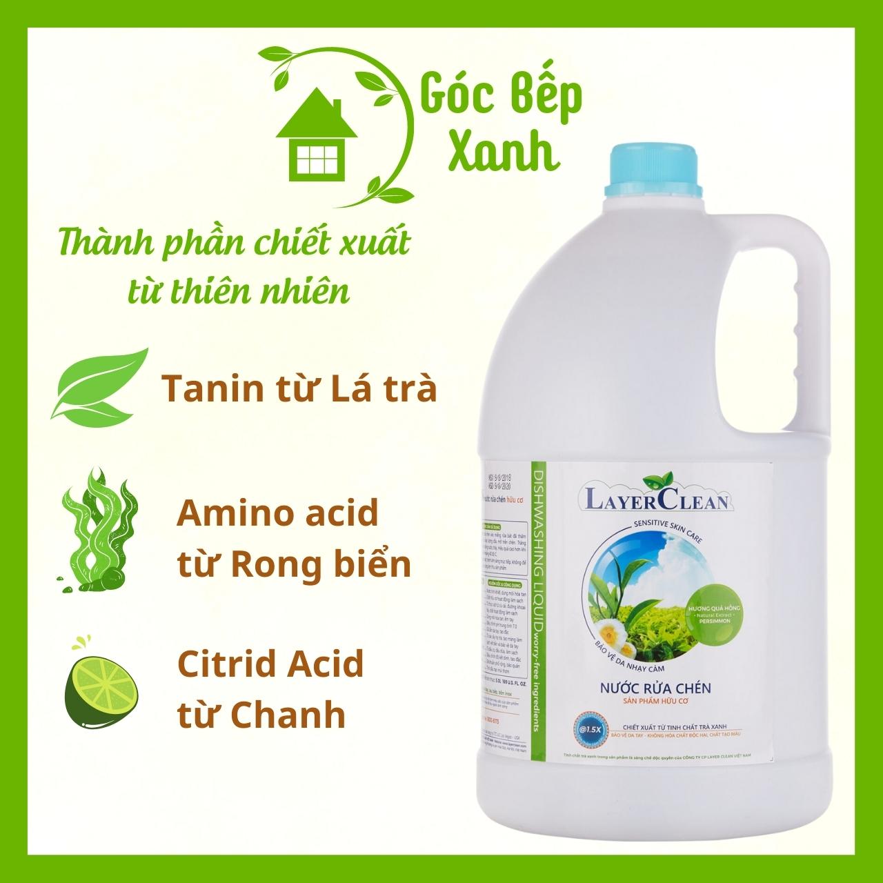 Nước Rửa Chén Layer Clean - Nước Rửa Chén Hữu Cơ - Nước Rửa Chén 5L