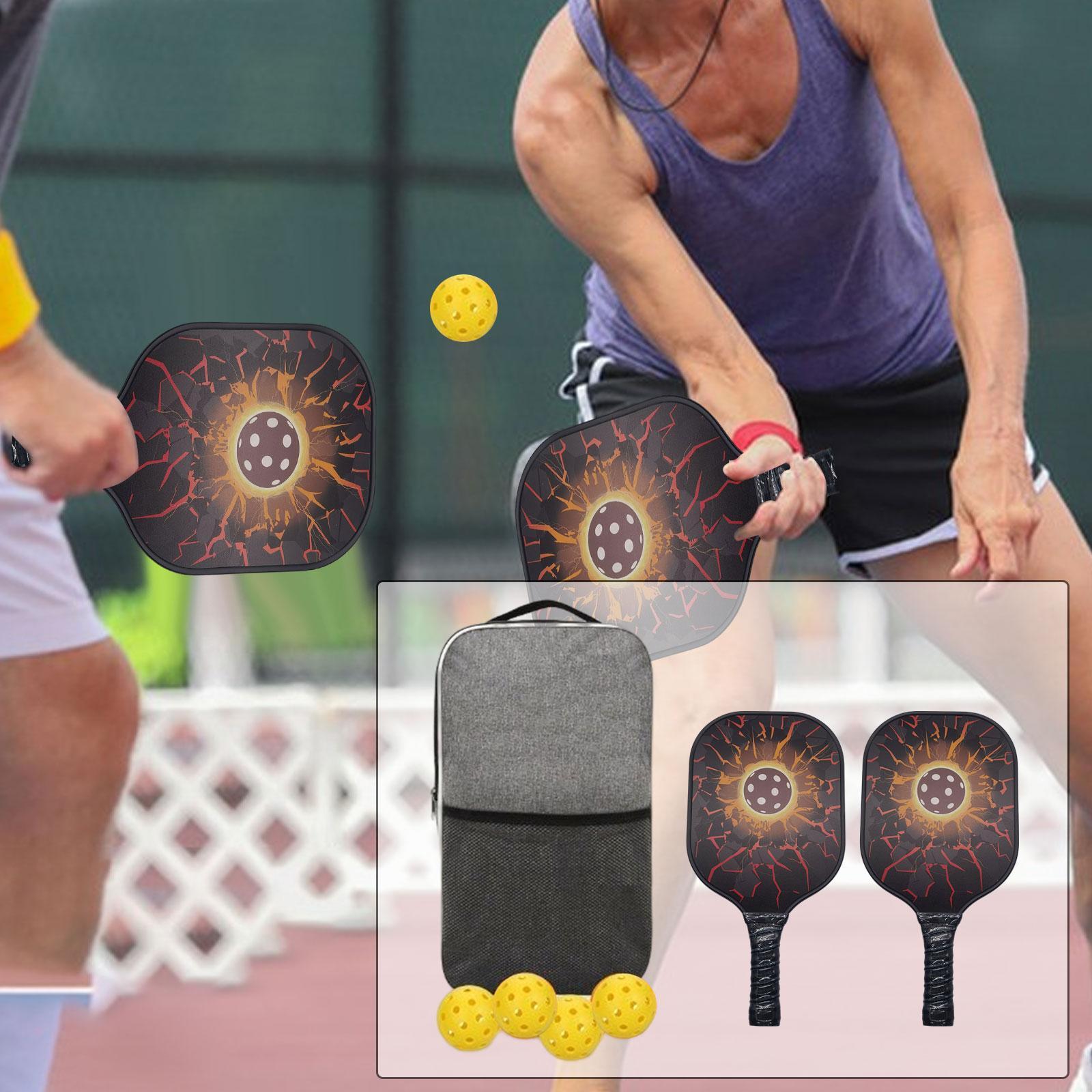 Pickleball Paddles Set of 2 Indoor Outdoor Pickleballs Balls with Storage Bag Pickleball Racquets  for Beginner to Advanced Player