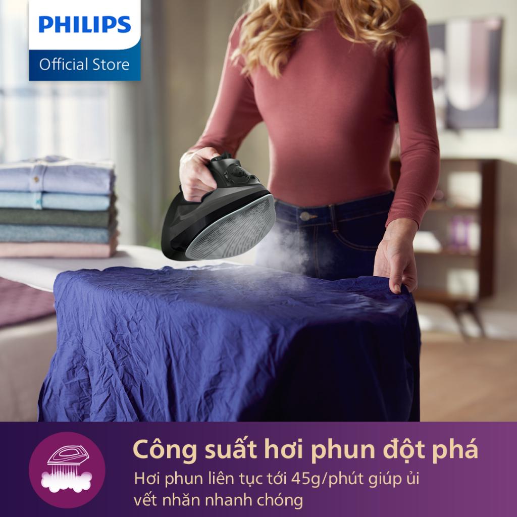 Bàn Ủi Hơi Nước Philips DST5040/80, Công suất 2600W - Hơi Tăng cường 200g/phút, Mặt đế Steamglide Plus, Hàng Chính Hãng