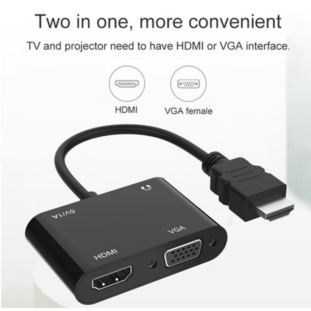 Bộ chia HDMI sang 2 màn hinh VGA + HDMI cùng lúc - Hồ Phạm