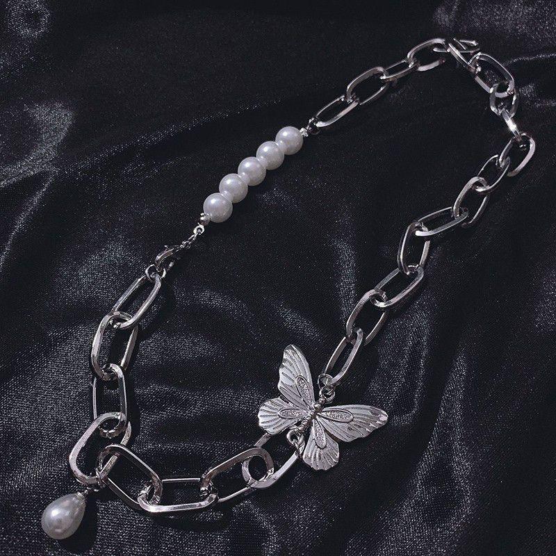 Vòng cổ Kim Loại Hình Bướm Đính Ngọc Trai Nhân Tạo Thời Trang
