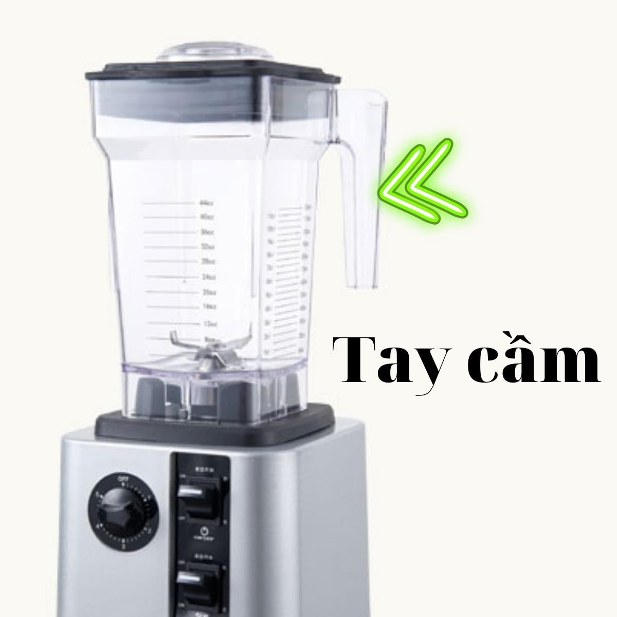 Cối xay máy sinh tố công nghiệp bằng nhựa cực dầy, dung tích 1.5 lít, dao xay 4 lưỡi inox 304 sắc bén, nhông kim loại, đủ bộ gồm ly, dao, nắp đậy