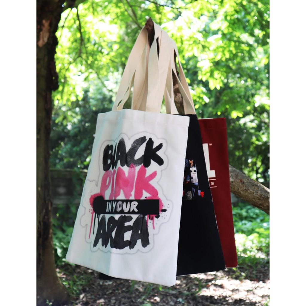 Túi tote vải thiết kế Black Pink 40x35cm