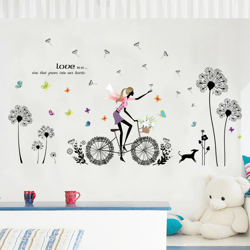 Decal dán tường flower with girl ZOOYOO XL8212