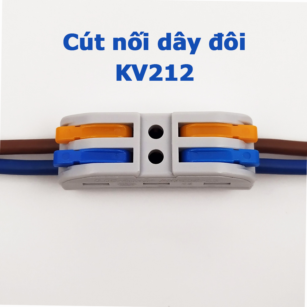Combo 10 Cút nối dây điện đôi 2P 2 cổng vào 2 cổng ra KV212 PCT-222