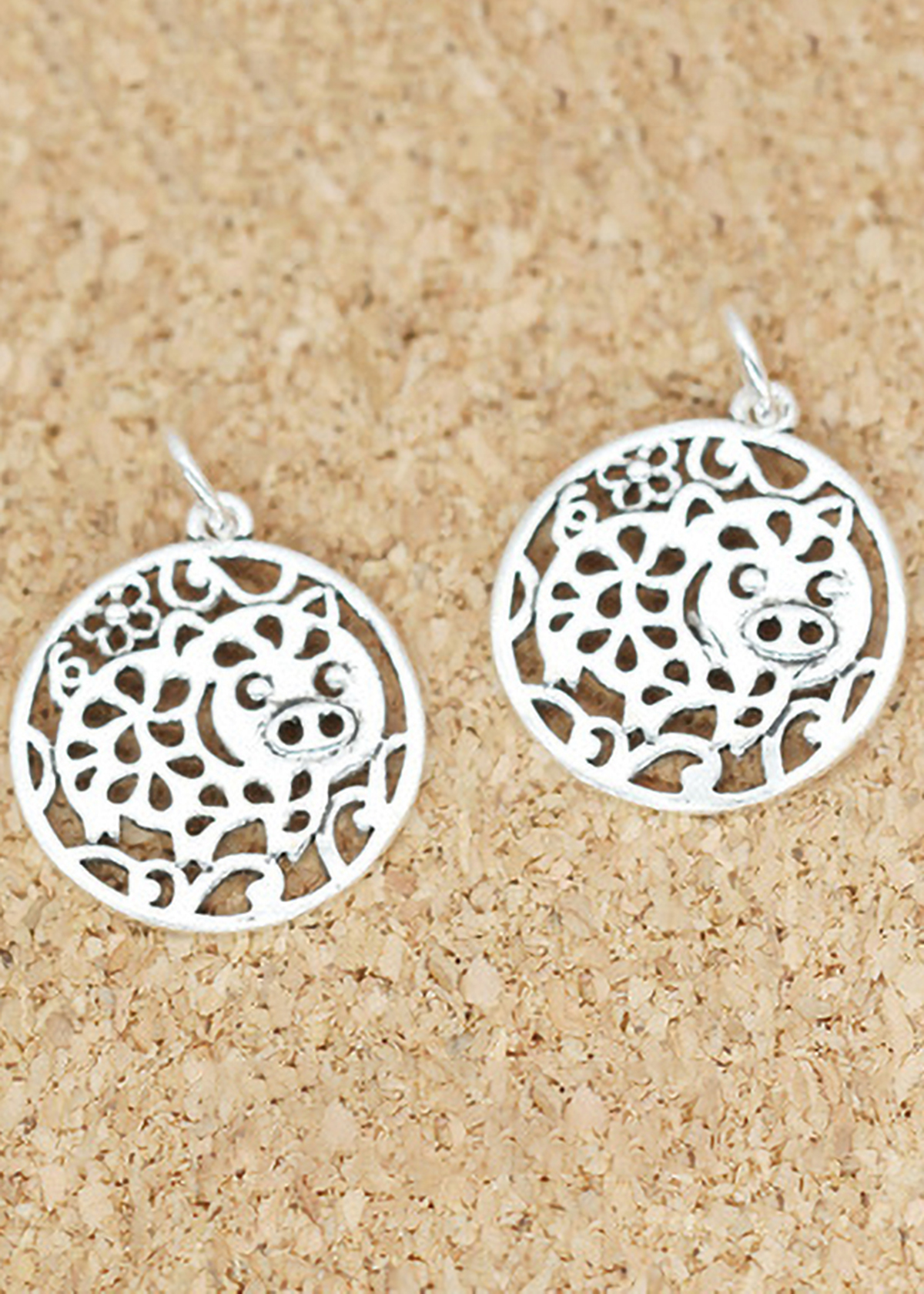 Combo 2 cái charm bạc hình con heo dễ thương treo - Ngọc Quý Gemstones