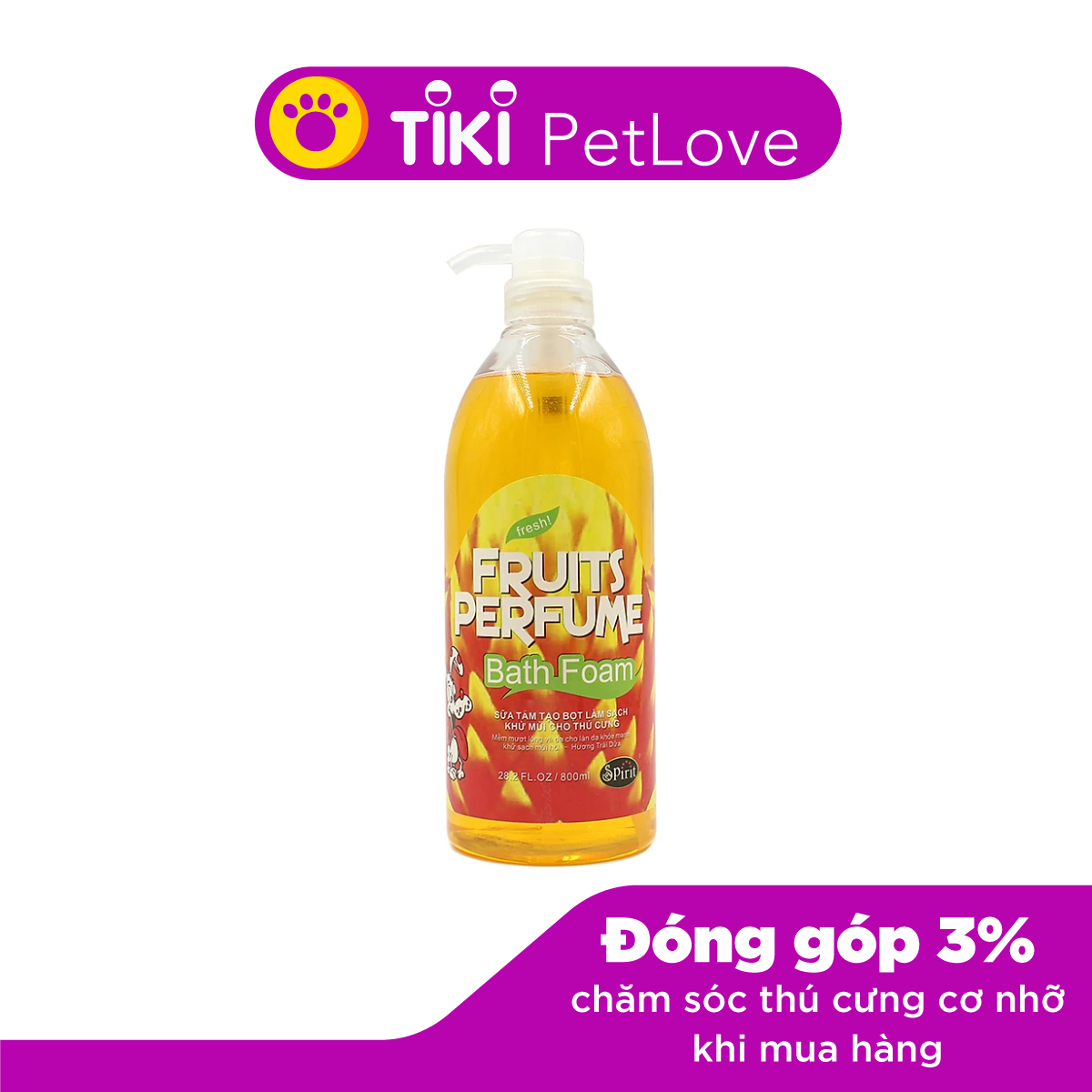 Sữa tắm chai lớn cho chó mèo siêu thơm siêu tiêt kiệm - Genyo Fruit Shampoo Chai 800ml