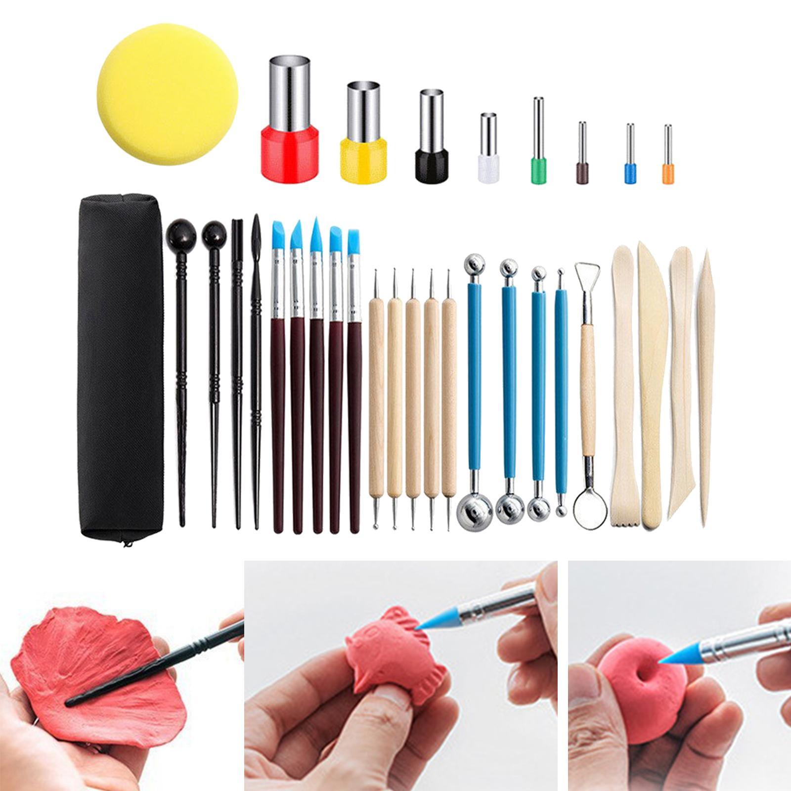 33Pcs Clay Tools DIY Modeling Scraping Engraving Embossing Cutting Ceramics Clay Sculpting Tools Clay Carving Tool Set for Adults Kids,