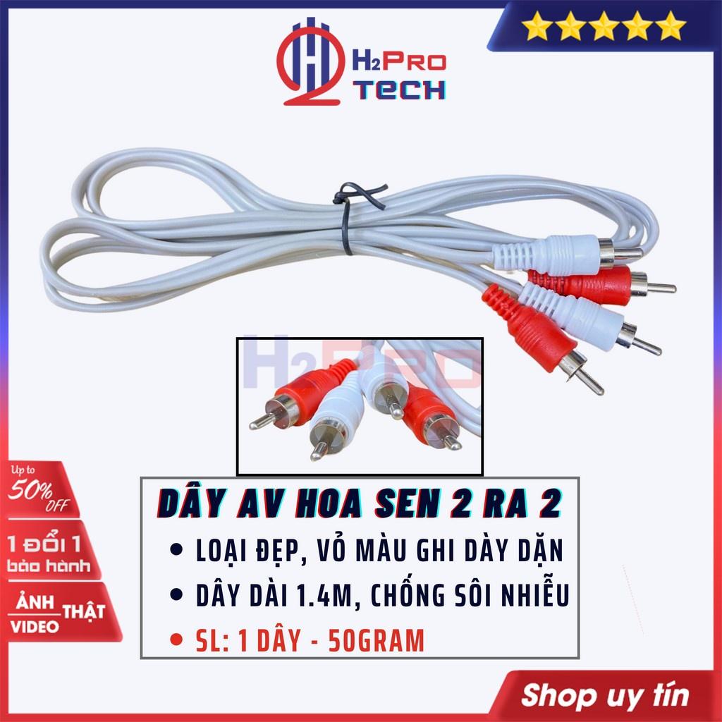 1 Dây Av 2 Ra 2 Cao Cấp Dài 140Cm, Vỏ Pvc Màu Ghi, Dây Cáp Audio 2 Ra 2 Jack Hợp Kim Chống Sôi Nhiễu-H2Pro Tech