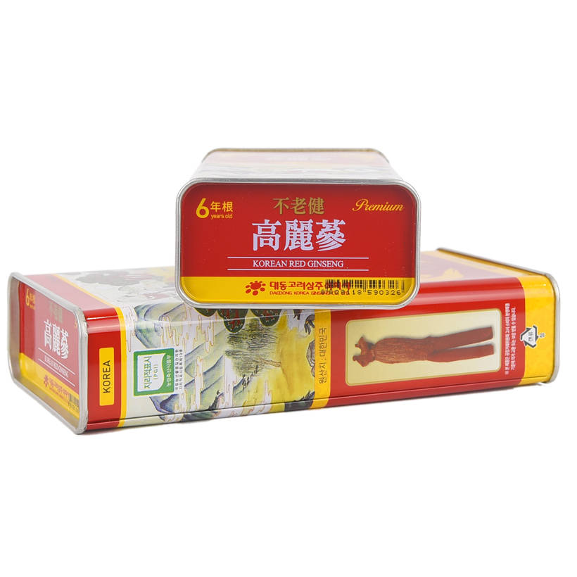 Thực Phẩm Chức Năng Hộp 37.5 Grams (2-3 củ) Hồng sâm khô Daedong Korea 6 năm tuổi  - Korean Red Ginseng 6 Years Premium