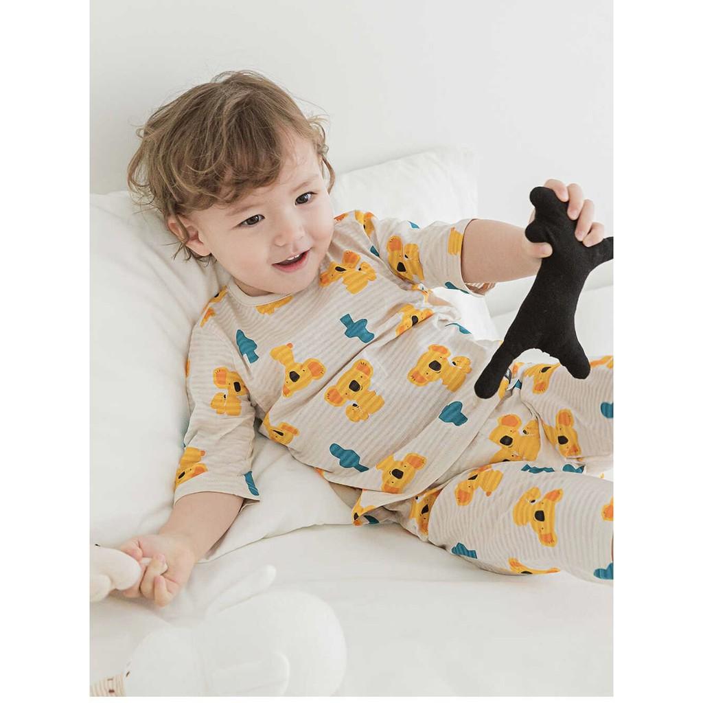 BỘ LỬNG CAO CẤP BÉ TRAI NỘI ĐỊA HÀN, CHẤT COTTON GIẤY ORGANIC, CON CHÓ