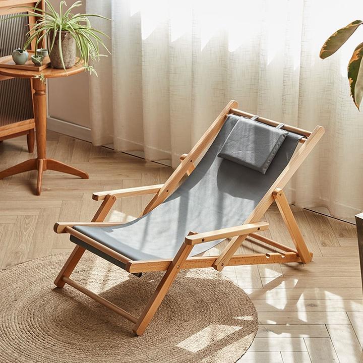 Ghế xếp thư giãn gấp gọn du lịch dã ngoại, ghế gỗ gấp gọn ngồi ban công sân vườn