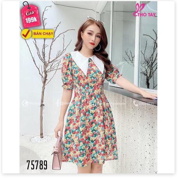 ĐẦM XÒE VOAN LỤA HỌA TIẾT HOA CỰC XINH