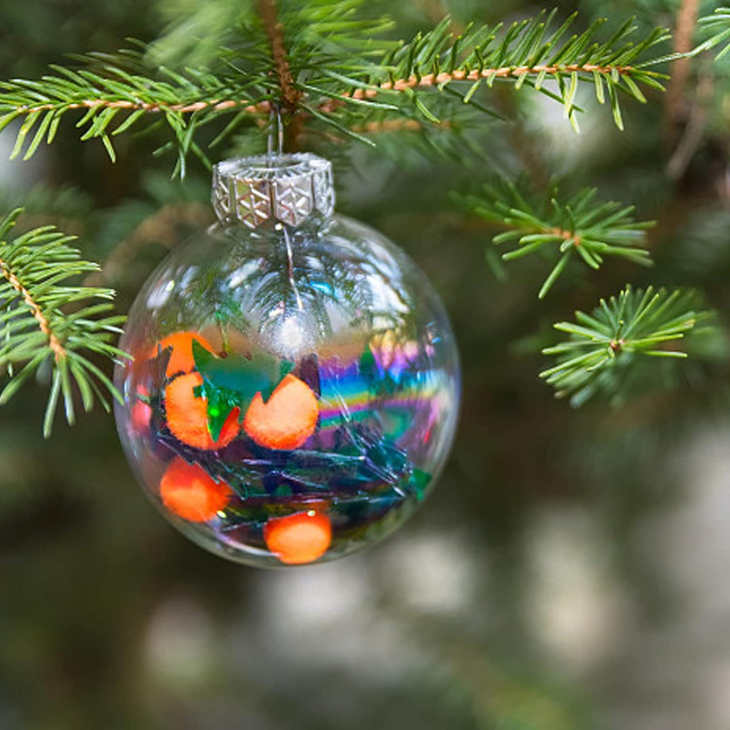 20pcs bóng trong suốt nhựa Giáng sinh 6cm Bóng cây Giáng sinh được lấp đầy trong DIY trong quả bóng nhựa Giáng sinh Ball DIY trong suốt Ball đến FTIL