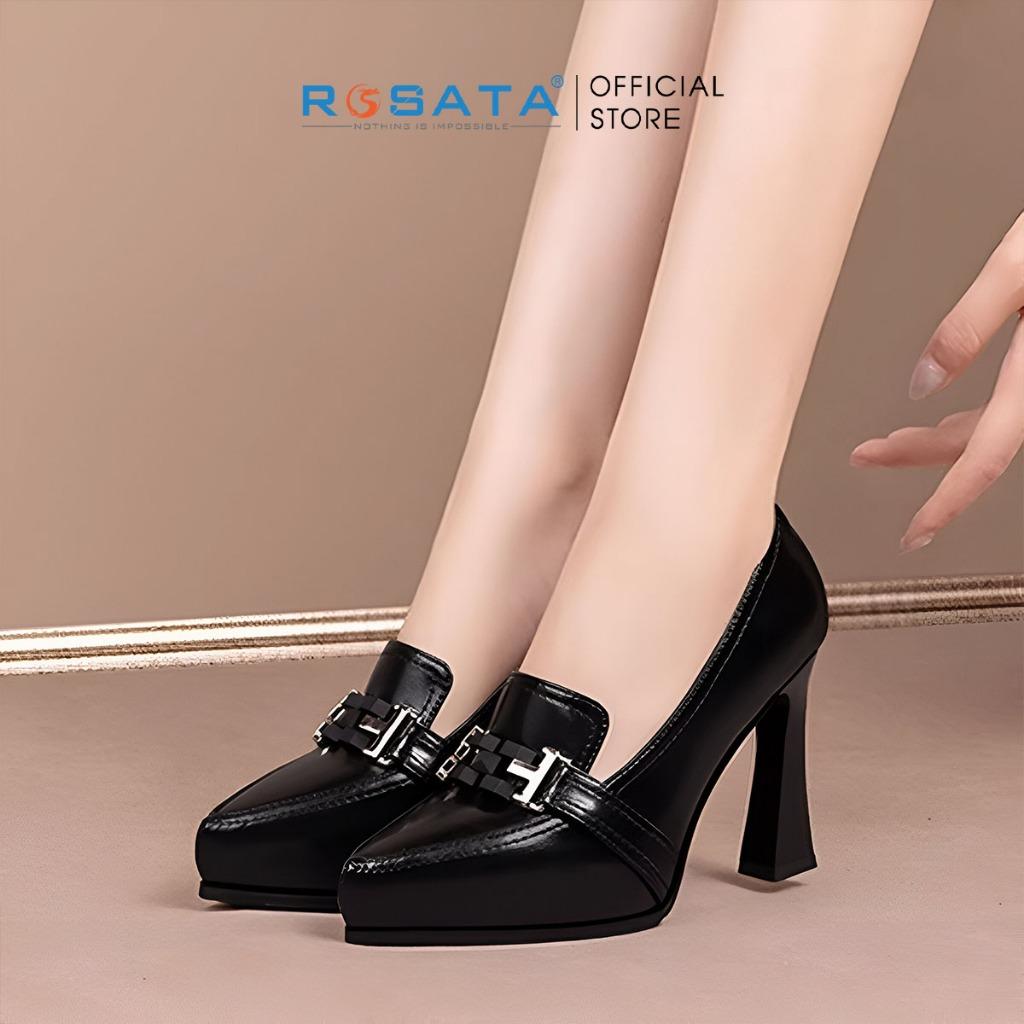 Giày cao gót nữ ROSATA RO594 xỏ chân mũi nhọn kiểu dáng cơ bản gót nhọn cao 9cm xuất xứ Việt Nam