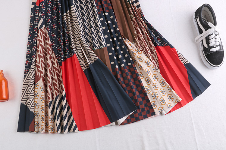 Chân váy xếp ly Vintage dáng dài chất không nhăn VAY35 phối nhiều màu