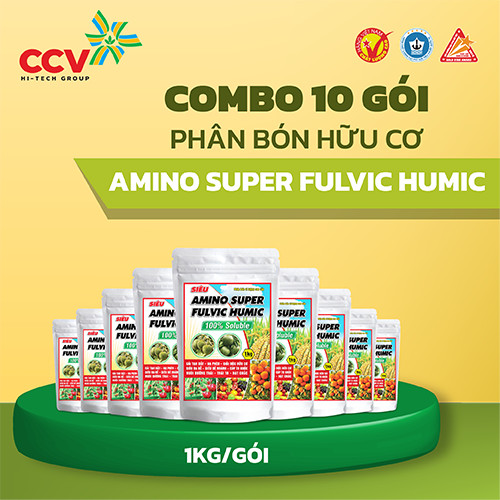 Combo 10 gói Phân Bón Humic Amino  85 vi lượng (1kg/gói) - sản phẩm của Công Ty Phân Bón Con Cò Vàng