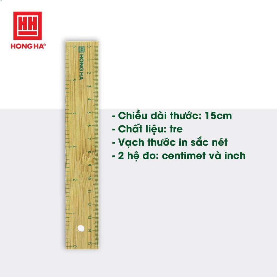 Thước kẻ 15cm Hồng Hà chất liệu tre thân thiện với môi trường - 3492