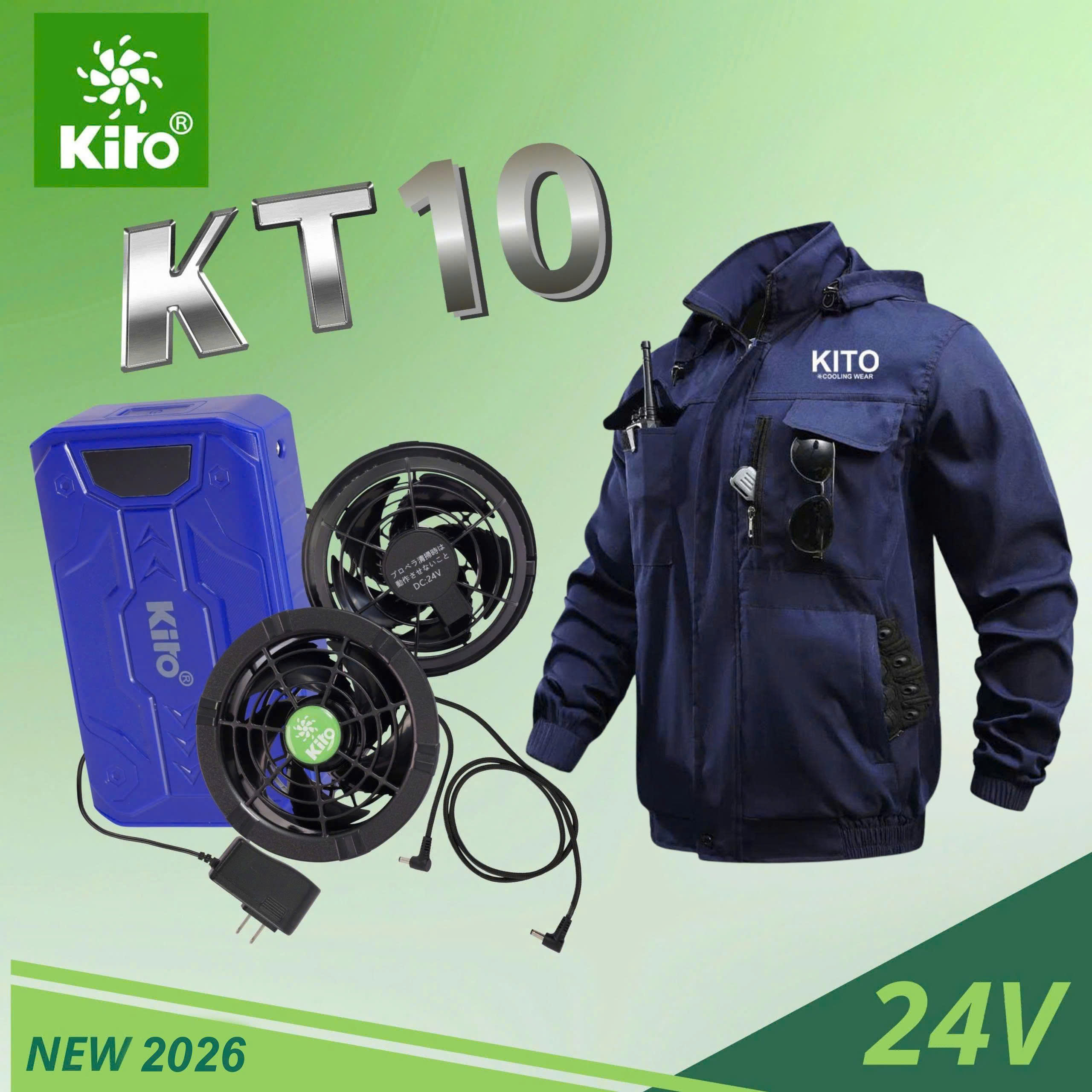 Bộ áo điều hòa KITO NEWPRO KT10 thế hệ mới nhất 2026 quạt 24V siêu bên ,chống chai ,chống phồng