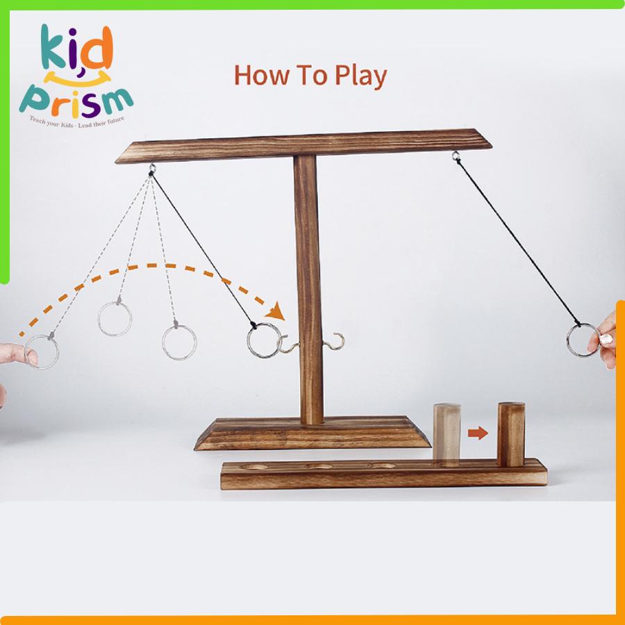 Đồ chơi giáo dục - Bộ trò chơi ném móc vòng bằng gỗ dành cho trẻ từ 24 tháng trở lên