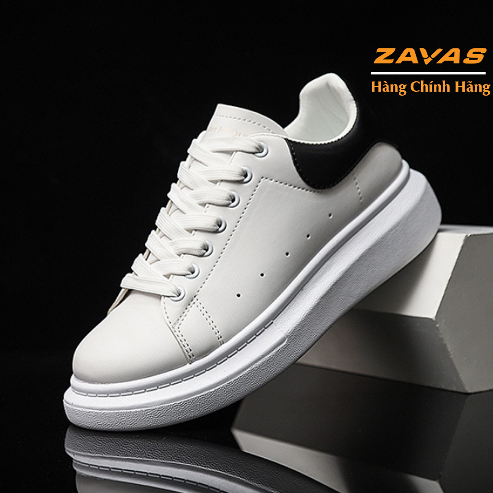 Hình ảnh Giày thể thao sneaker nam màu trắng bằng da không tróc thương hiệu ZAVAS - S387