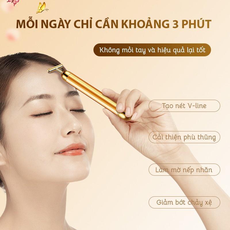 [Hàng có sẵn] Thanh lăn mặt massage làm đẹp và chăm sóc cho da mặt hình chữ T 14.3x3.4x1.6cm (Hàng Chính Hãng)