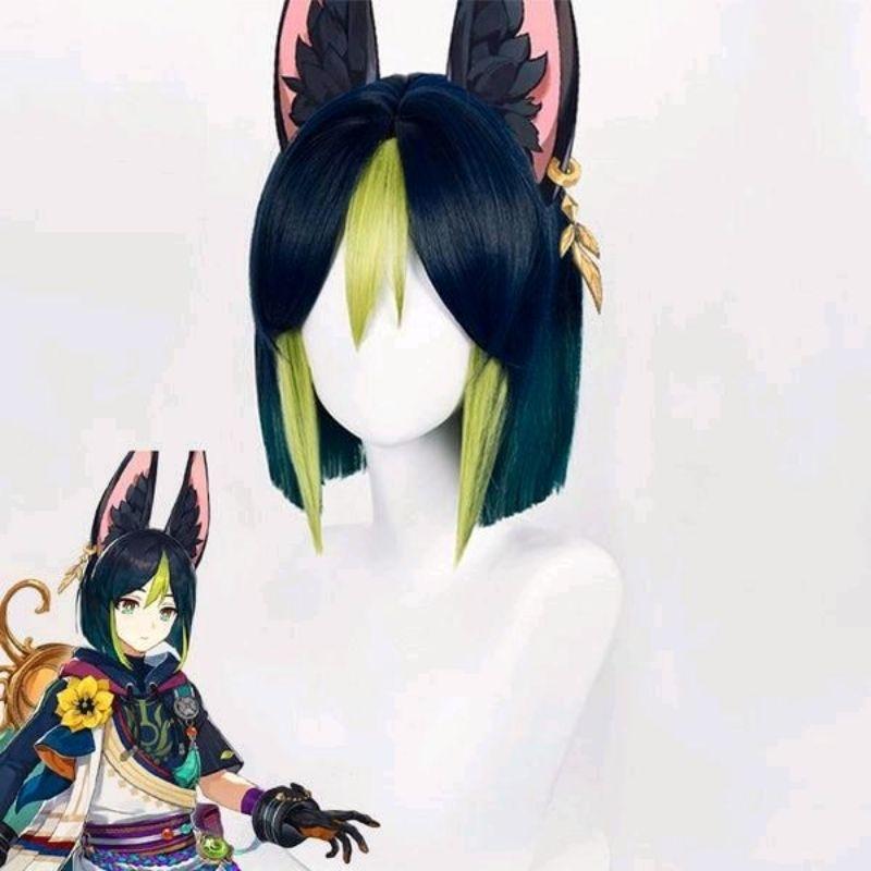Wig/Tóc Giả cosplay Tighnari - Genshin Impact màu xanh đen