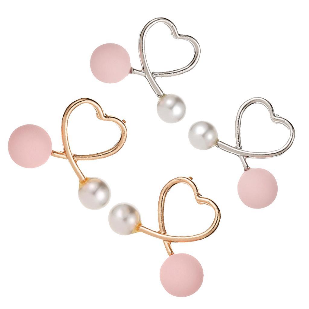 Cross Peach Heart Faux Pearl Sweet Style Stud Earrings Women Jewelry Gold
