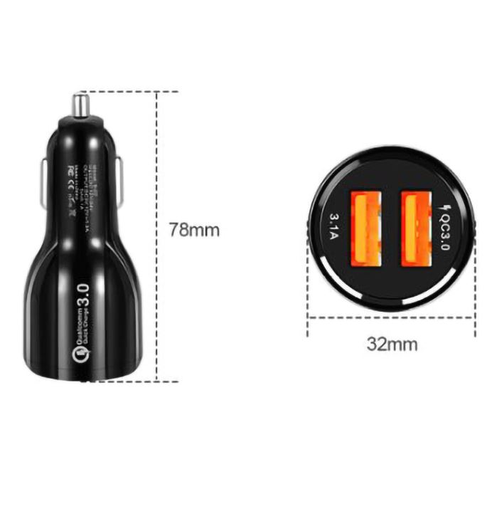 Tẩu Sạc Nhanh 2 Cổng USB.Nguồn Vào 12-24V,Nguồn Ra 5V-3.1A