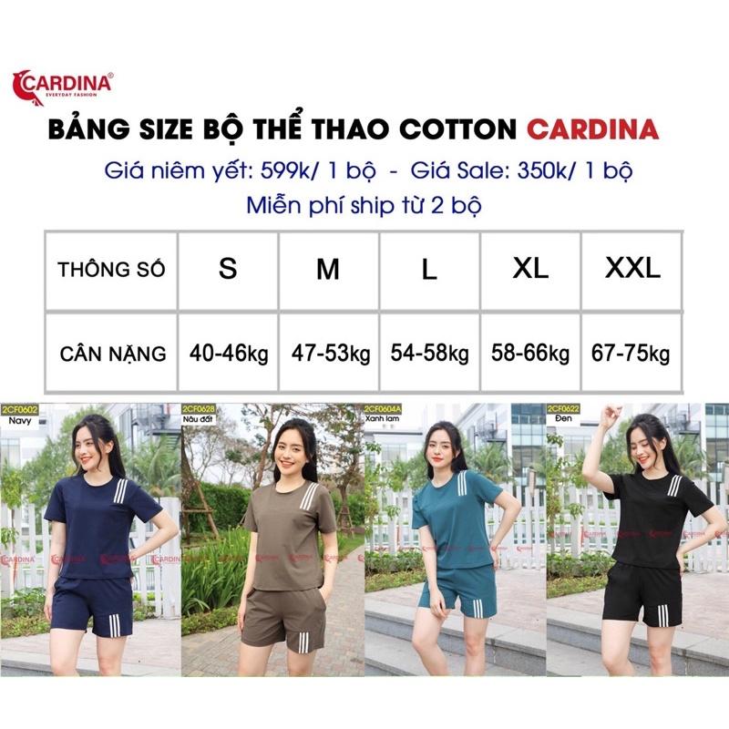 Bộ thể thao cotton nữ 3 sọc CARDINA cao cấp. Mã 2CF06