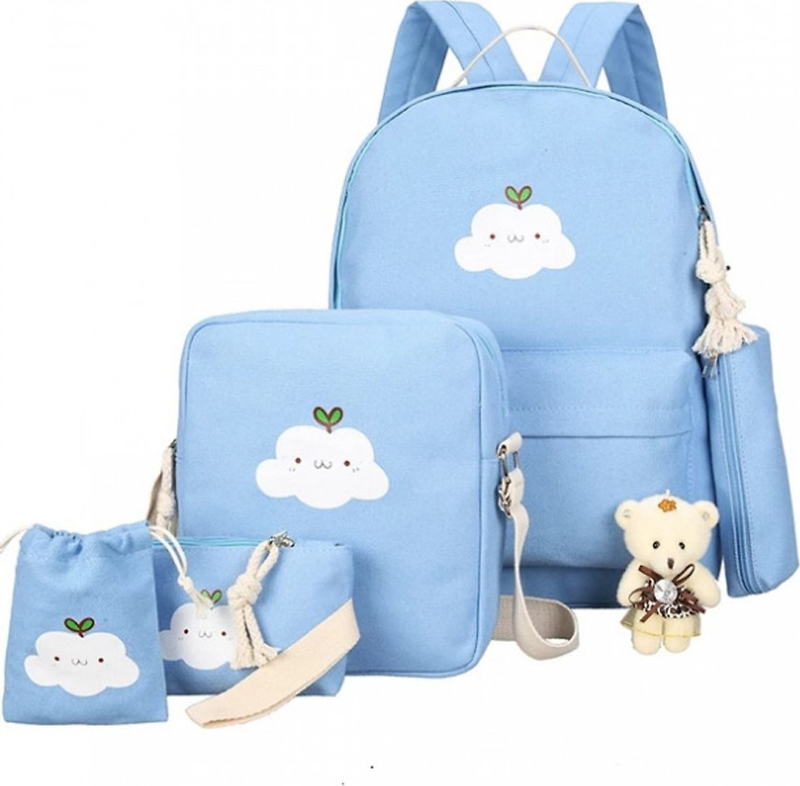 Bộ 5 Ba Lô Nữ Thời Trang balo laptop Smile Cloudy
