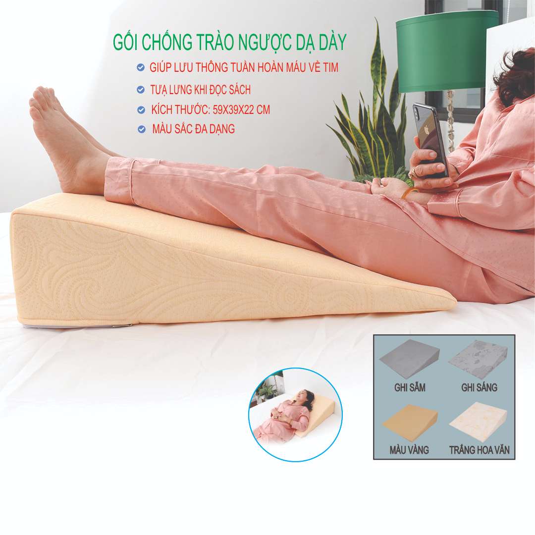 Gối chống trào ngược dạ dày người lớn- Kích thước 65*60*18cm- Chống trào ngược acid, ợ hơi, ợ chua, đắng miệng, viêm họng mãn tính, chống ngáy